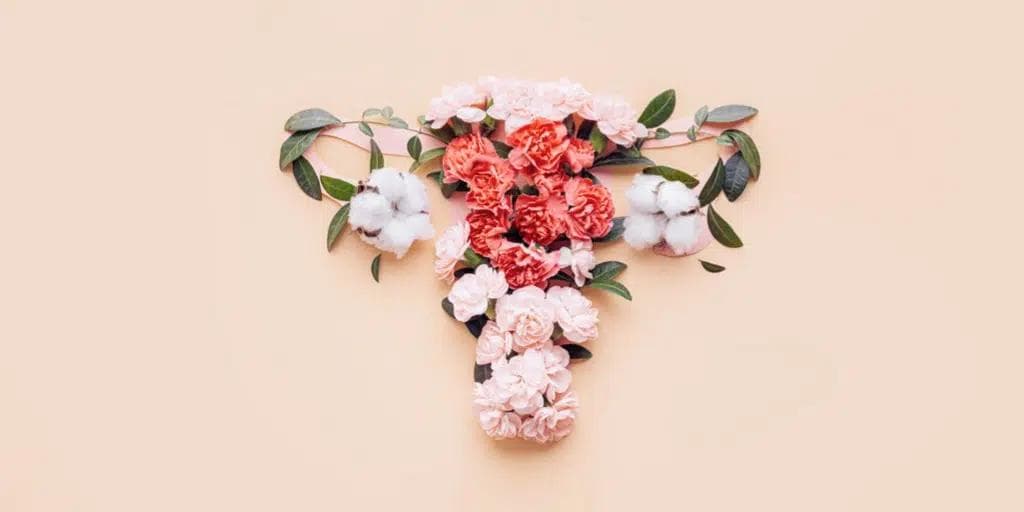 Klimakteriets humörsvängningar: Vacker blomsterdekoration där blommorna är formade som en livmoder.