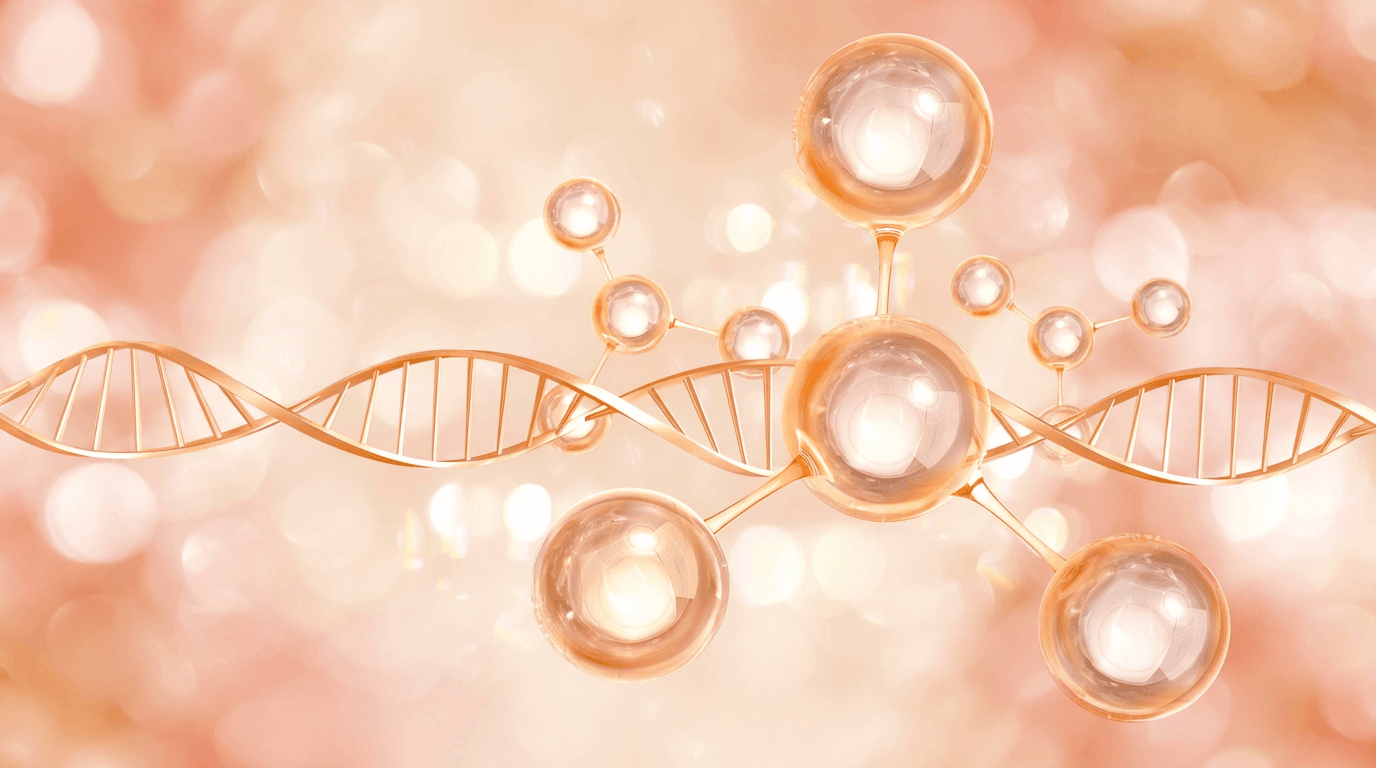 Illustration av kollagenmolekyler, kopplat till vad är c vitamin bra för – kollagen.