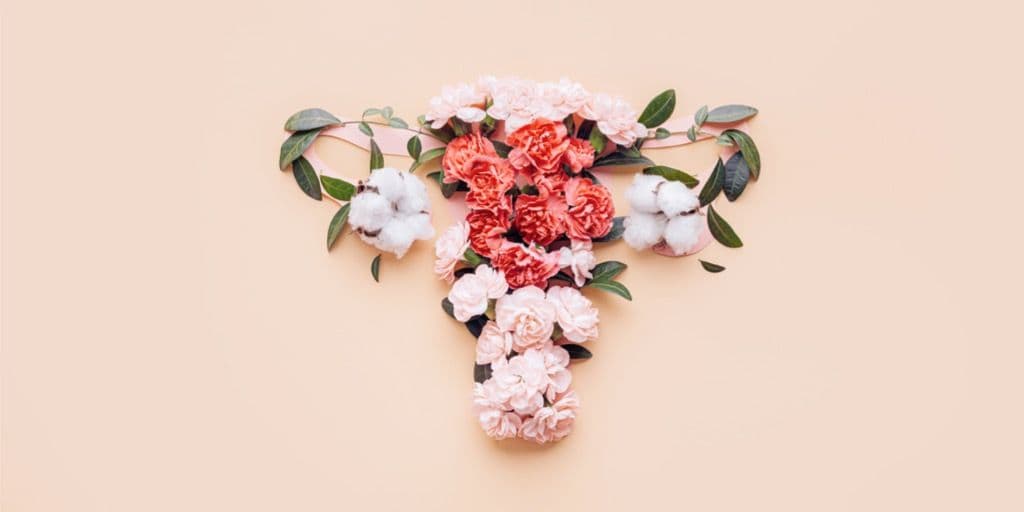 Menopause mood swings: Beautiful floral decoration with flowers in the shape of a womb.