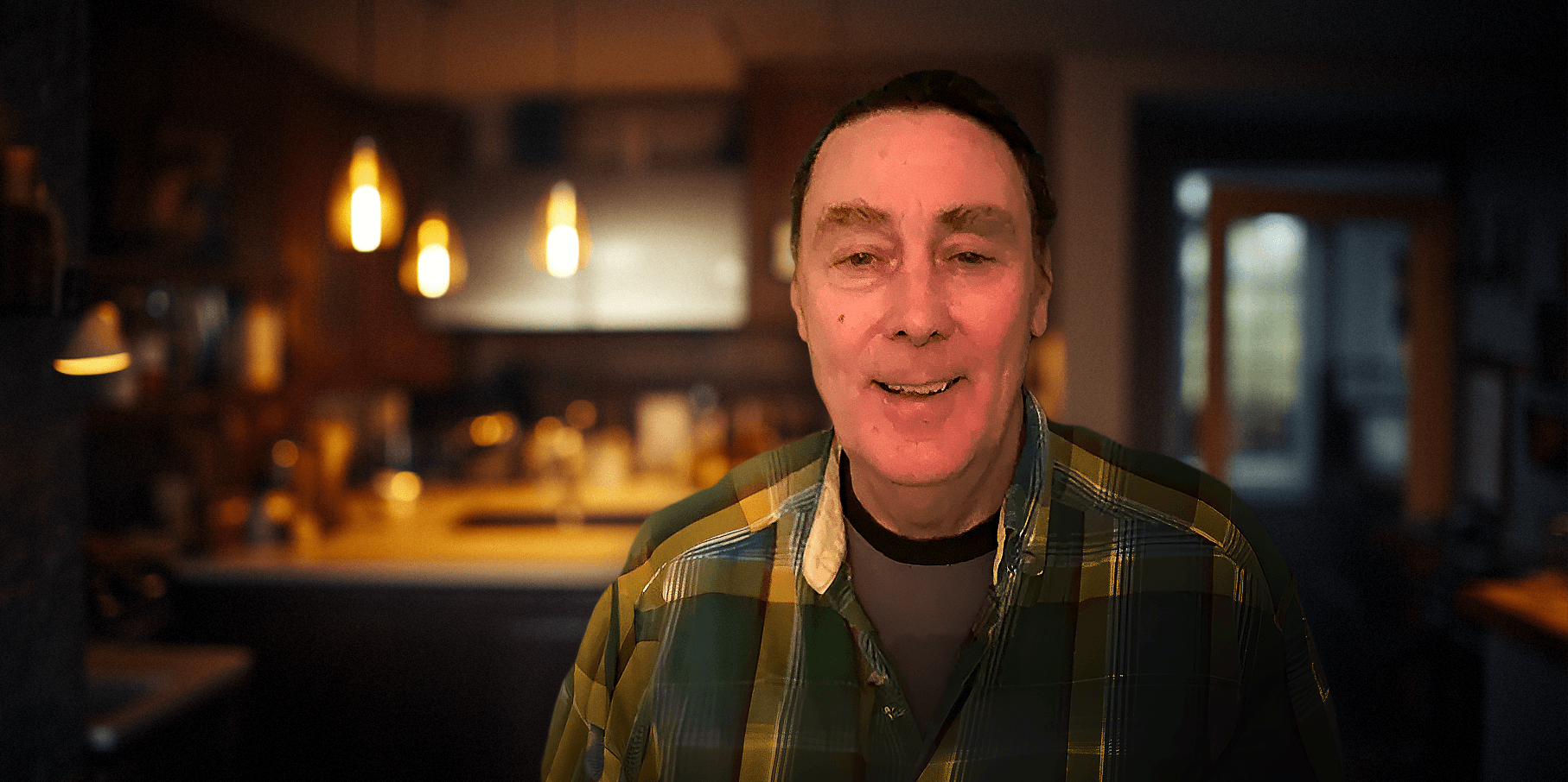 William smiling to the camera