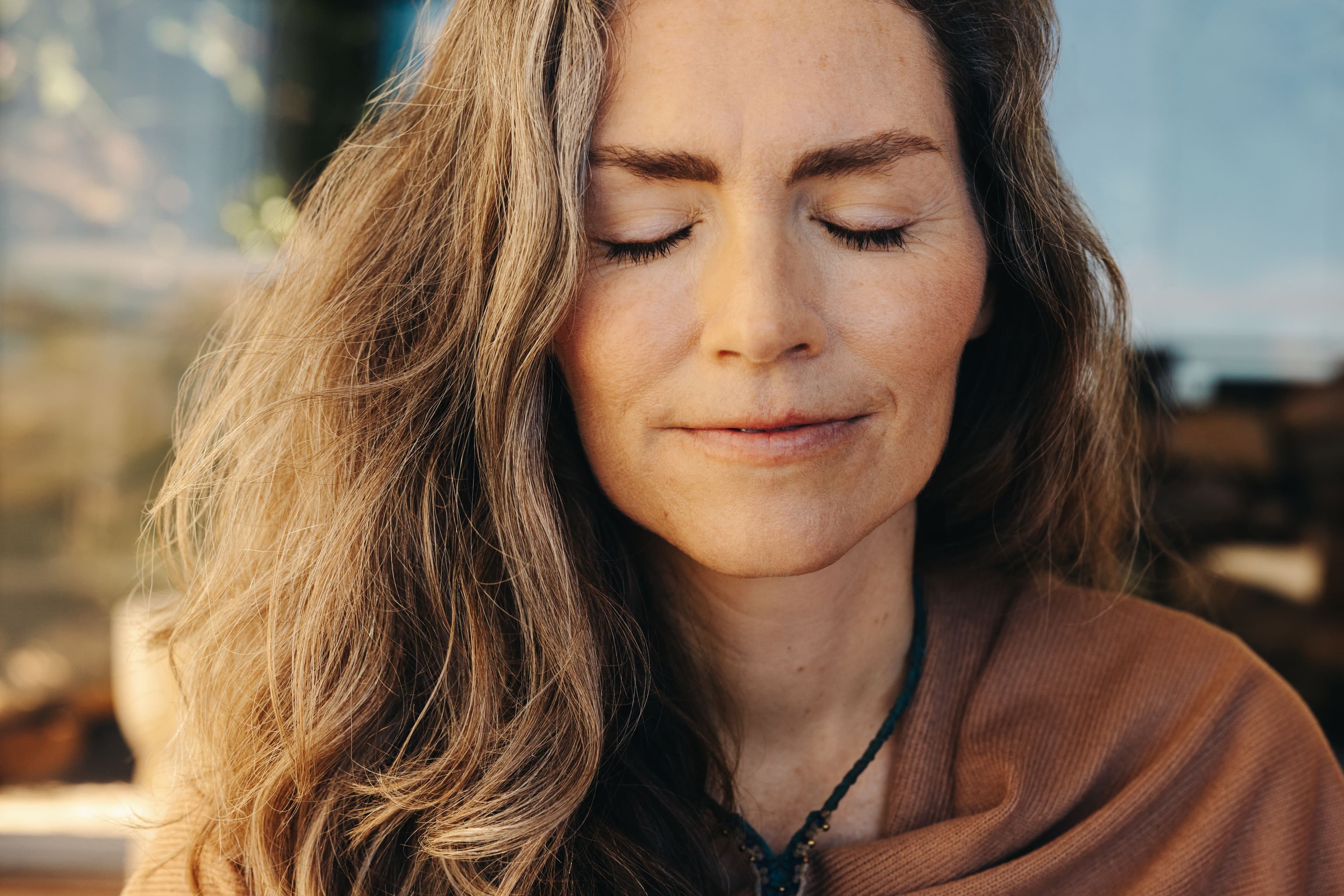 Woman balances oestrogen levels with meditation