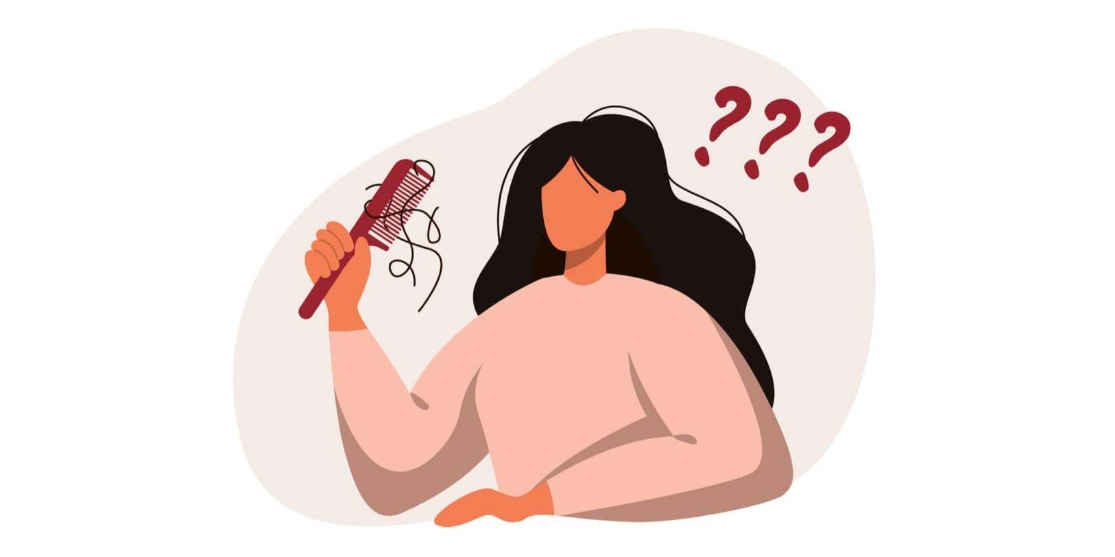 Woman who loses her hair while combing her hair