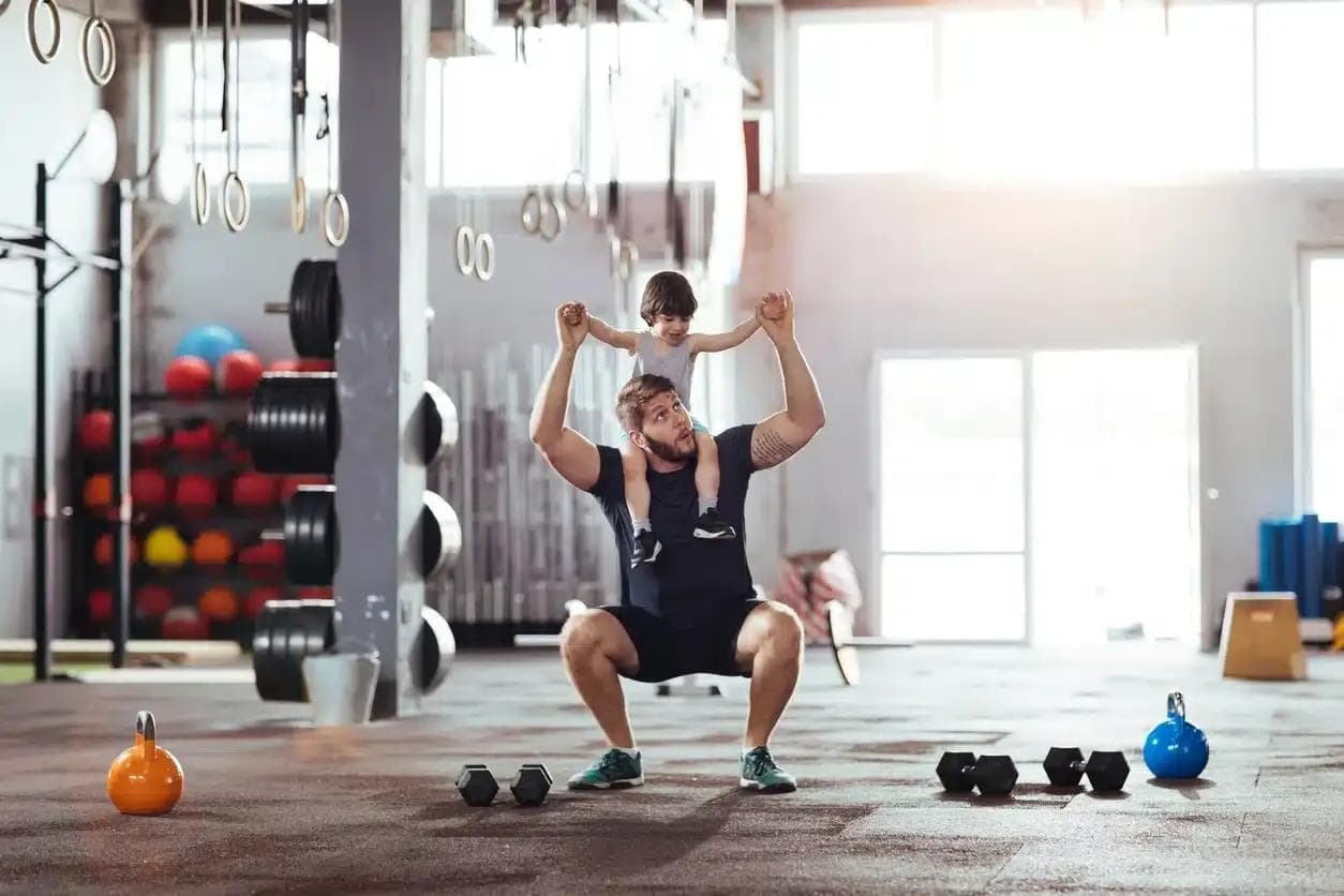 Man who exercises with his son on his back and boosts his testosterone