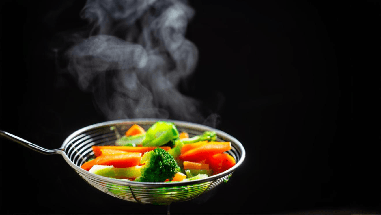 Ångkokade grönsaker, en form av c vitamin mat där näringen bevaras bättre